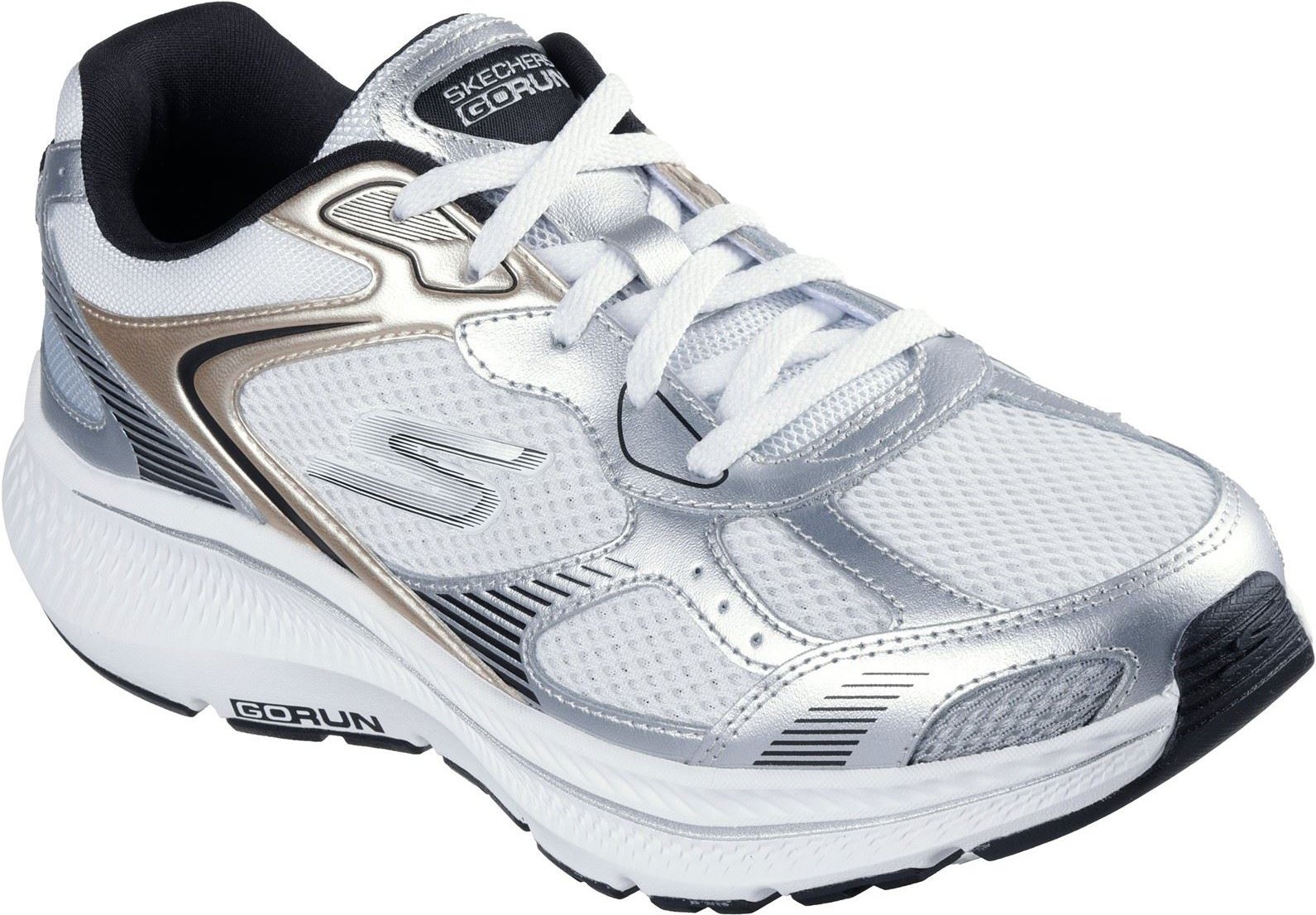Thumbnail - Skechers GO RUN Consistent 2.0 Volt Damen Sneaker Aus Leder In Weiß/silber/schwarz