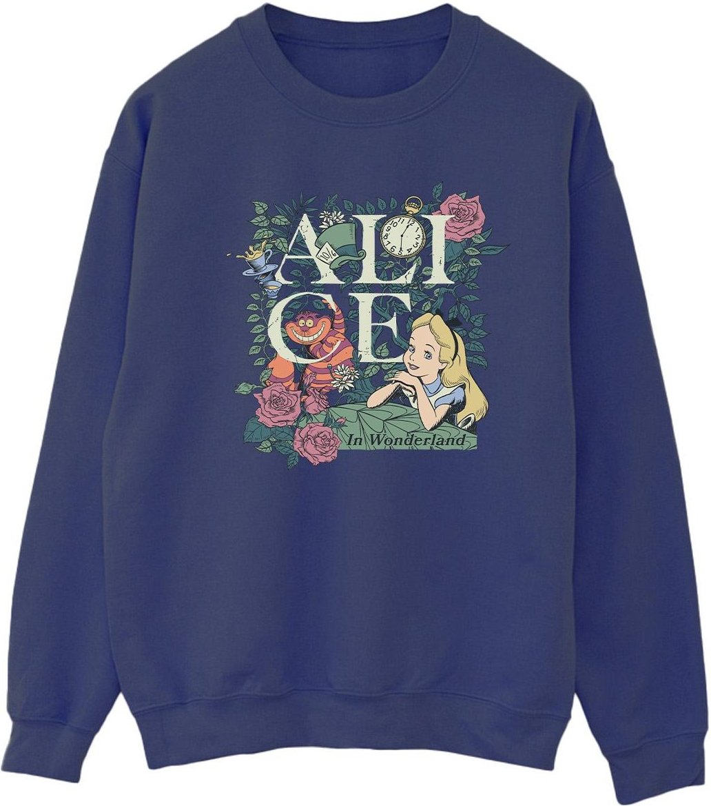 Disney - "Alice In Wonderland Leafy Garden" Sweatshirt für Damen (Marineblau)