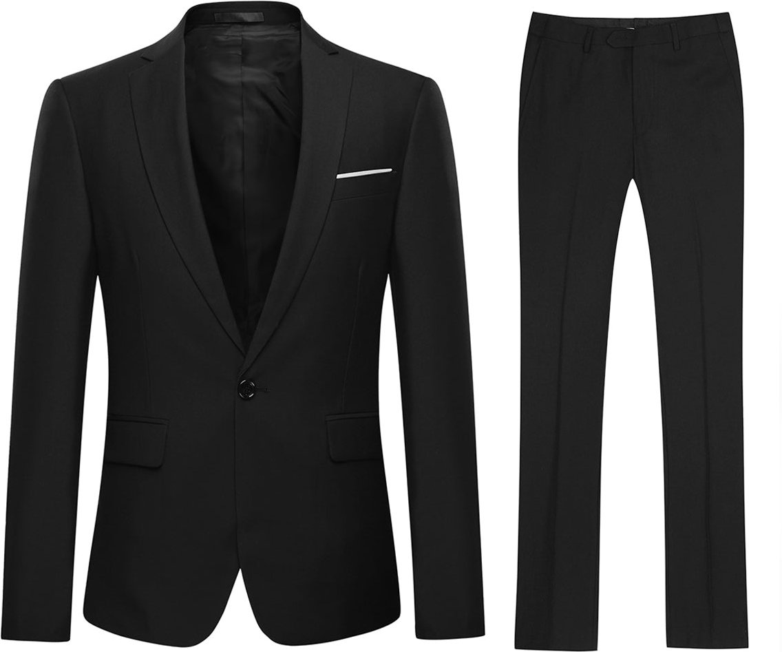 2-teiliger Slim Fit Anzug in schlichtem Design in Schwarz