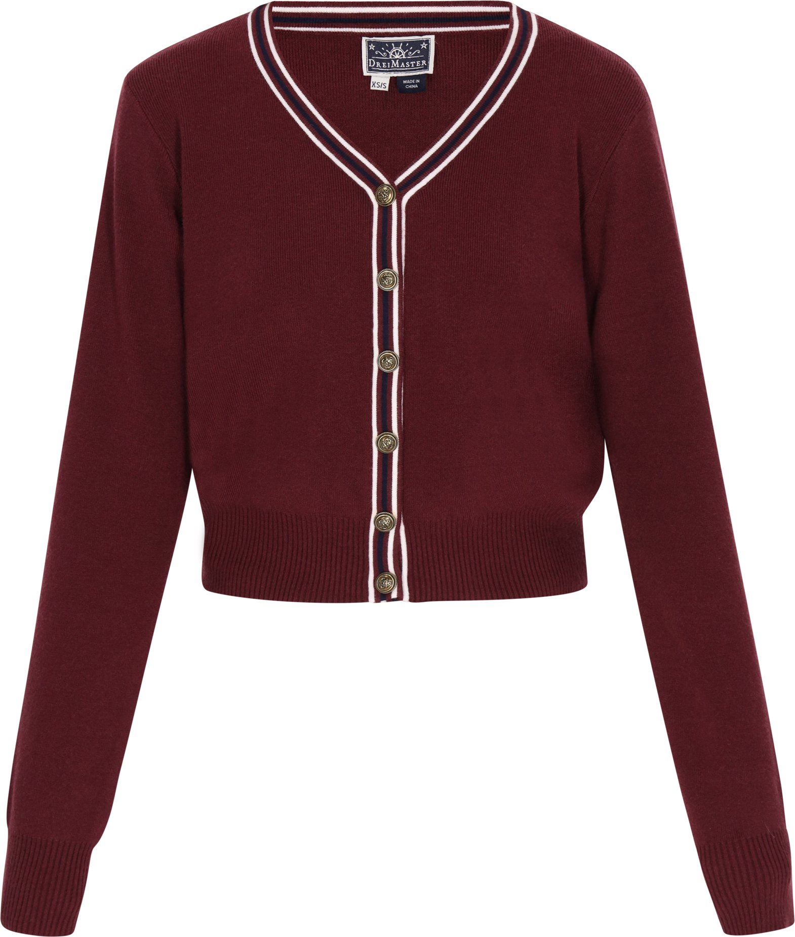 Dreimaster Strickjacke Frauen Weinrot