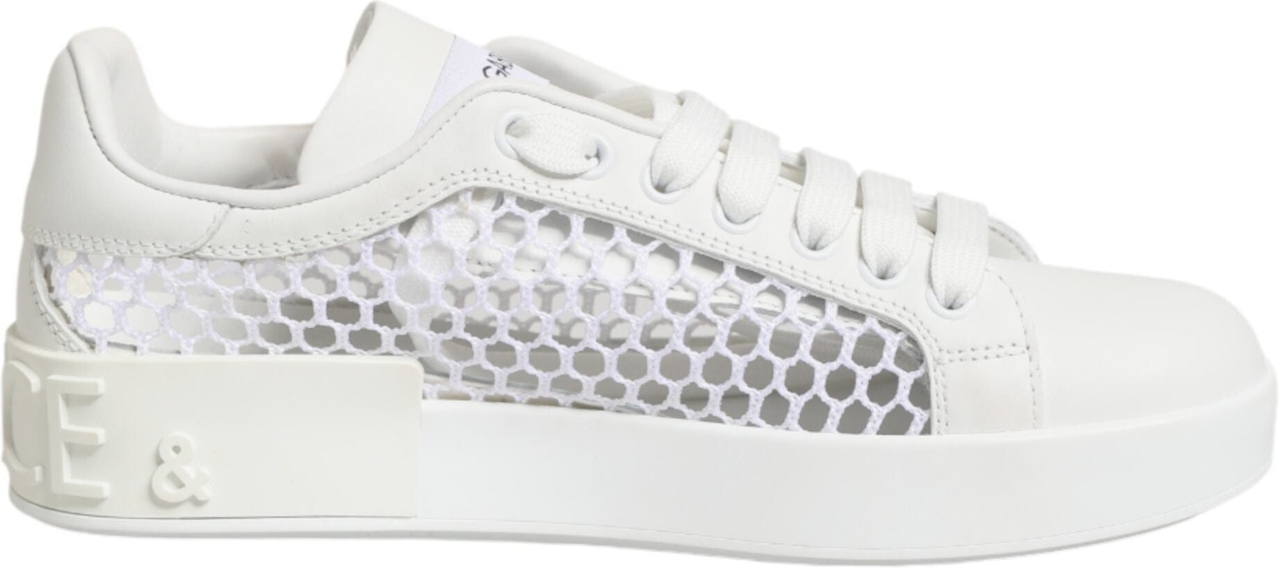 Dolce & Gabbana Weiße Sneakers mit Netz-Einsätzen im Low-Top-Stil