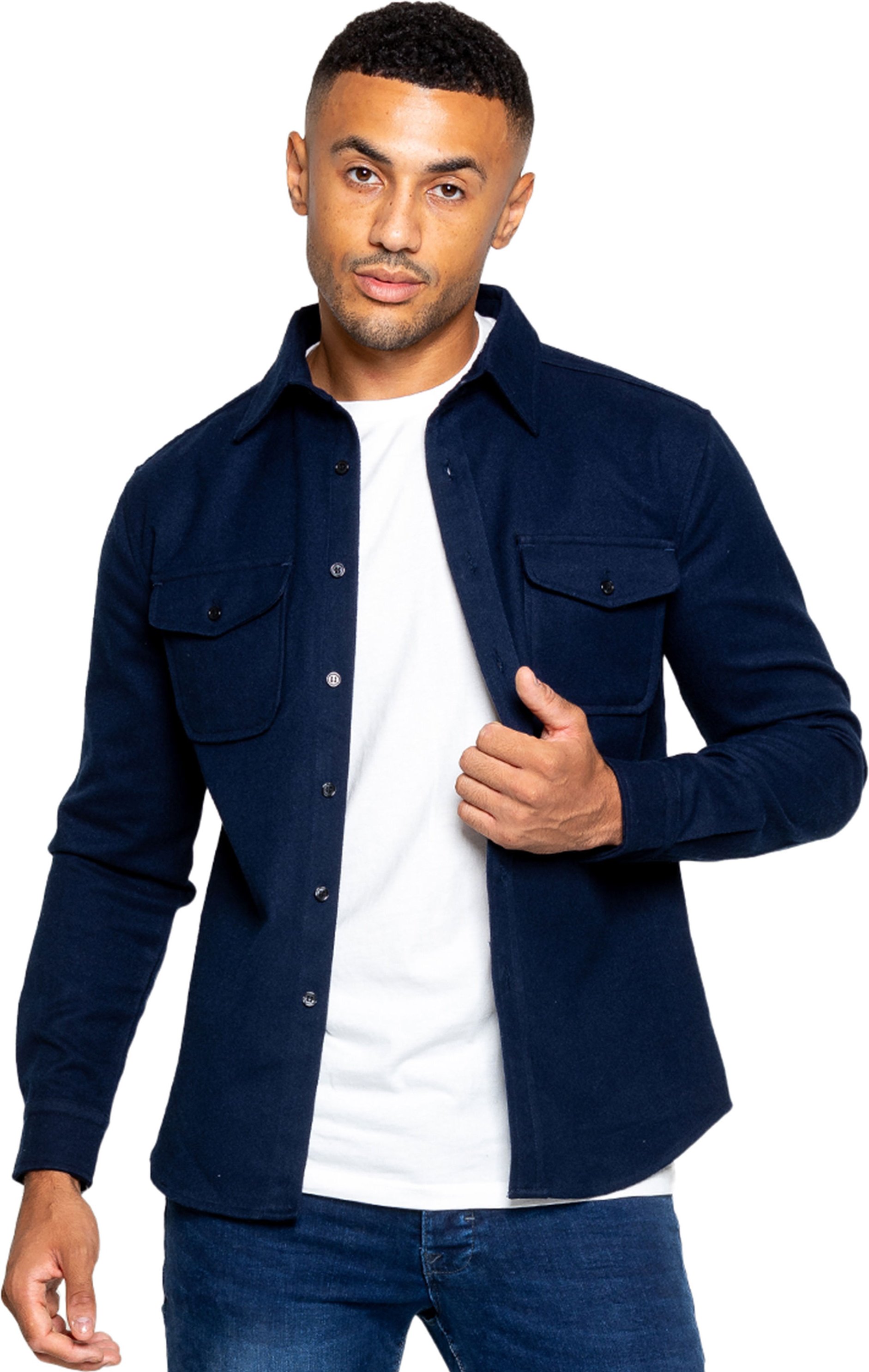 Enzo | Herren strukturiertes Überhemd - Navy