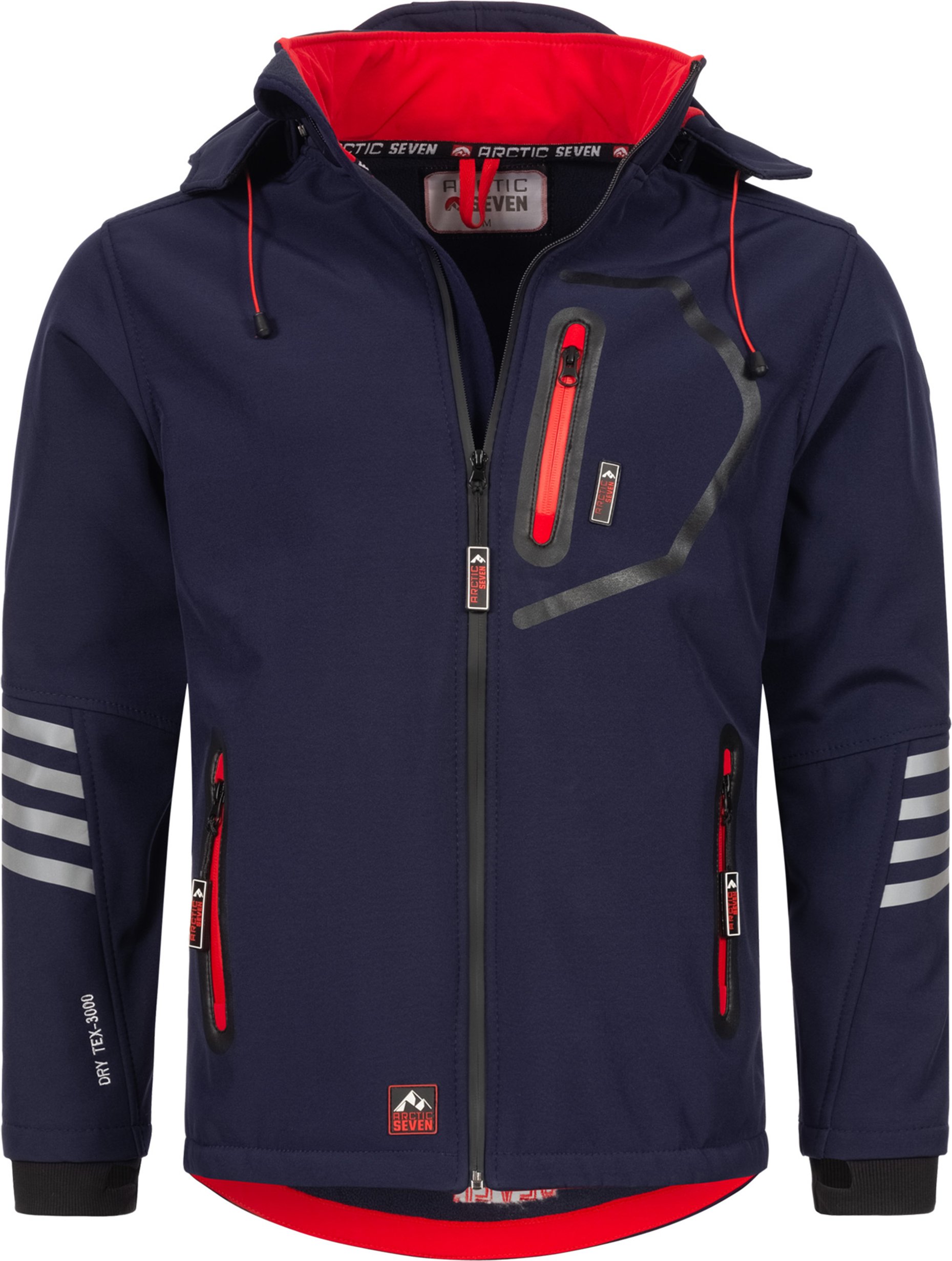Thumbnail - Arctic Seven Herren Softshell Jacke Übergangsjacke – Navy-Rot