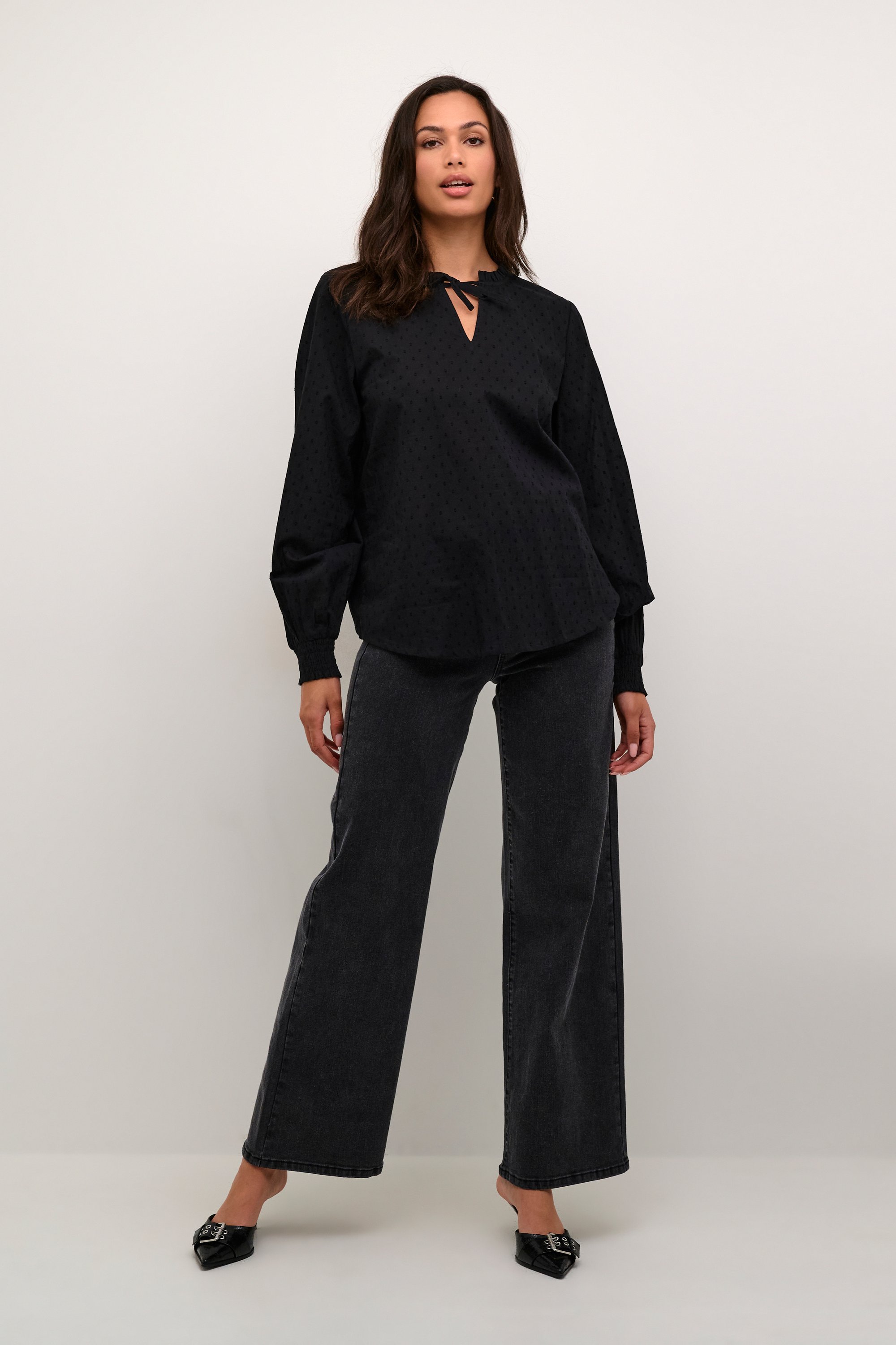 Langarm-Bluse Regular fit Black