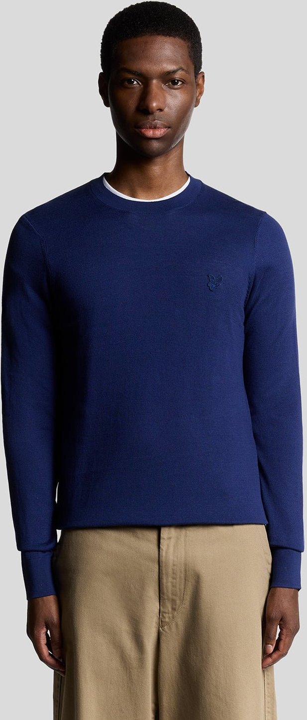 Lyle & Scott Superfine Cotton Rundhalspullover - Blau