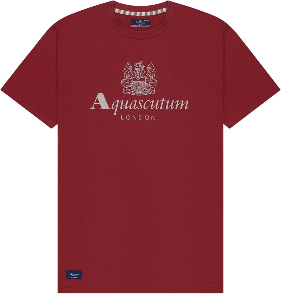 Aquascutum Active Beach Basic Big Logo Bordeaux Burgundy T-shirt