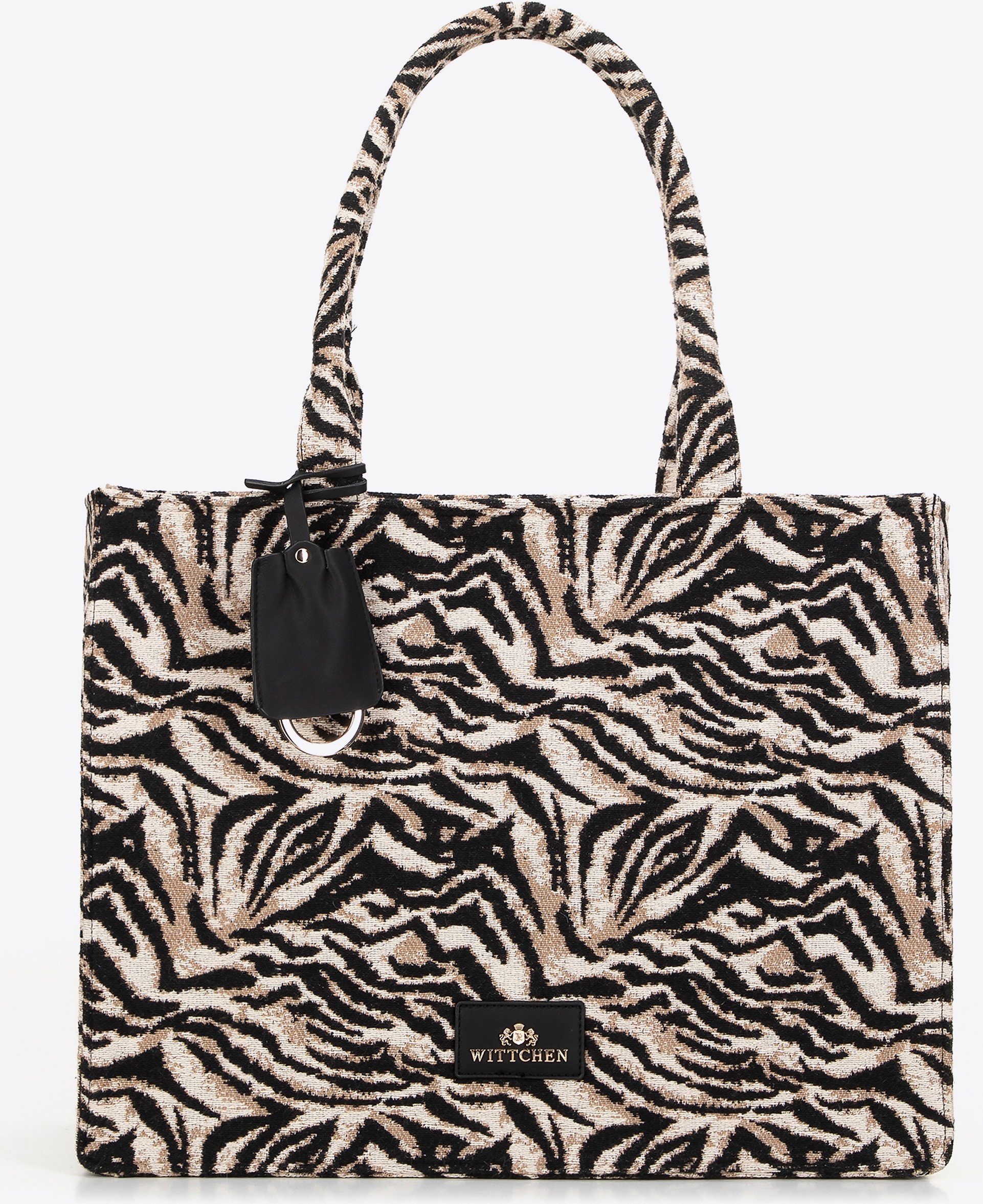 Wittchen Damen-Einkaufstasche mit Jacquardmuster aus schwarzer und brauner