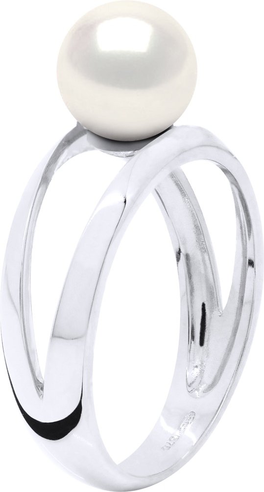 Ring – Weißgold 375 – echte Süßwasser-Zuchtperle, rund 8–9 mm