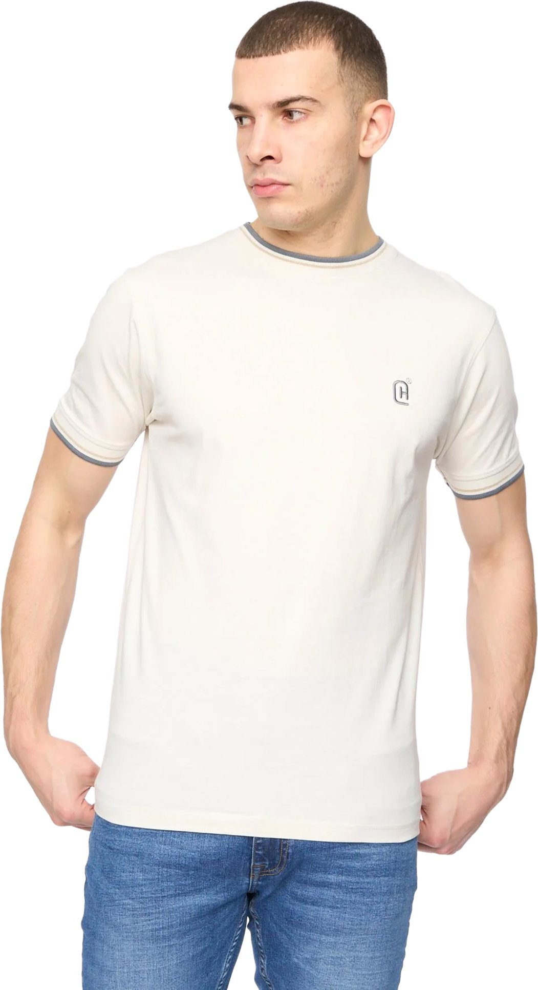 Crosshatch - "Deuxtip" T-Shirt für Herren (Naturweiß)