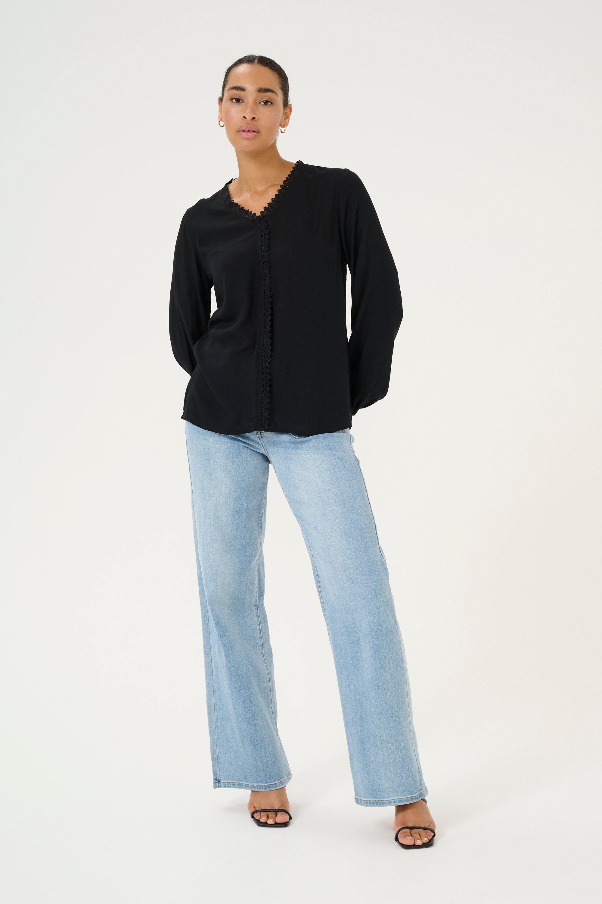 Langarm-Bluse Regular fit Black