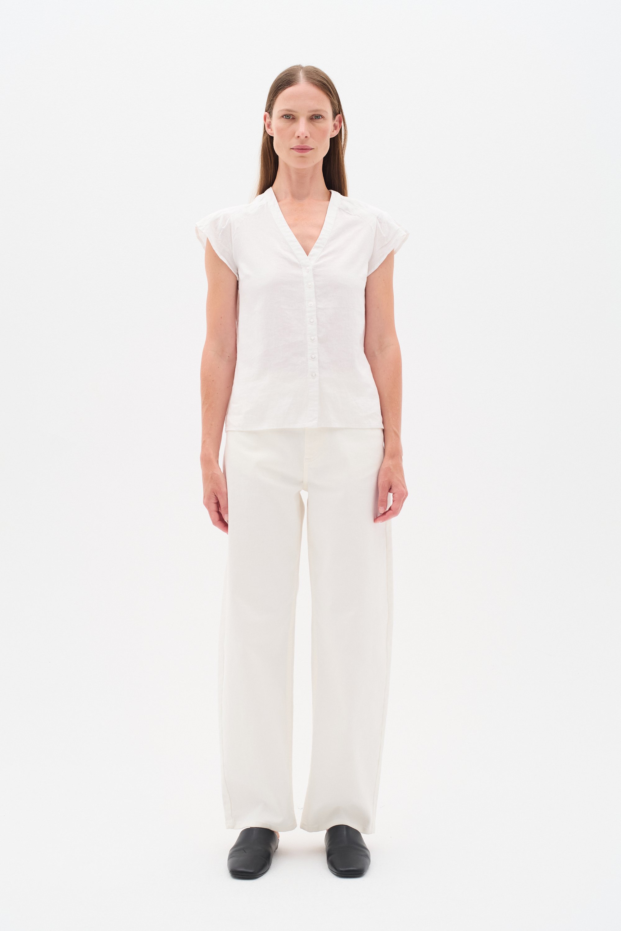 Kurzarm-Bluse Feminine Form Pure White
