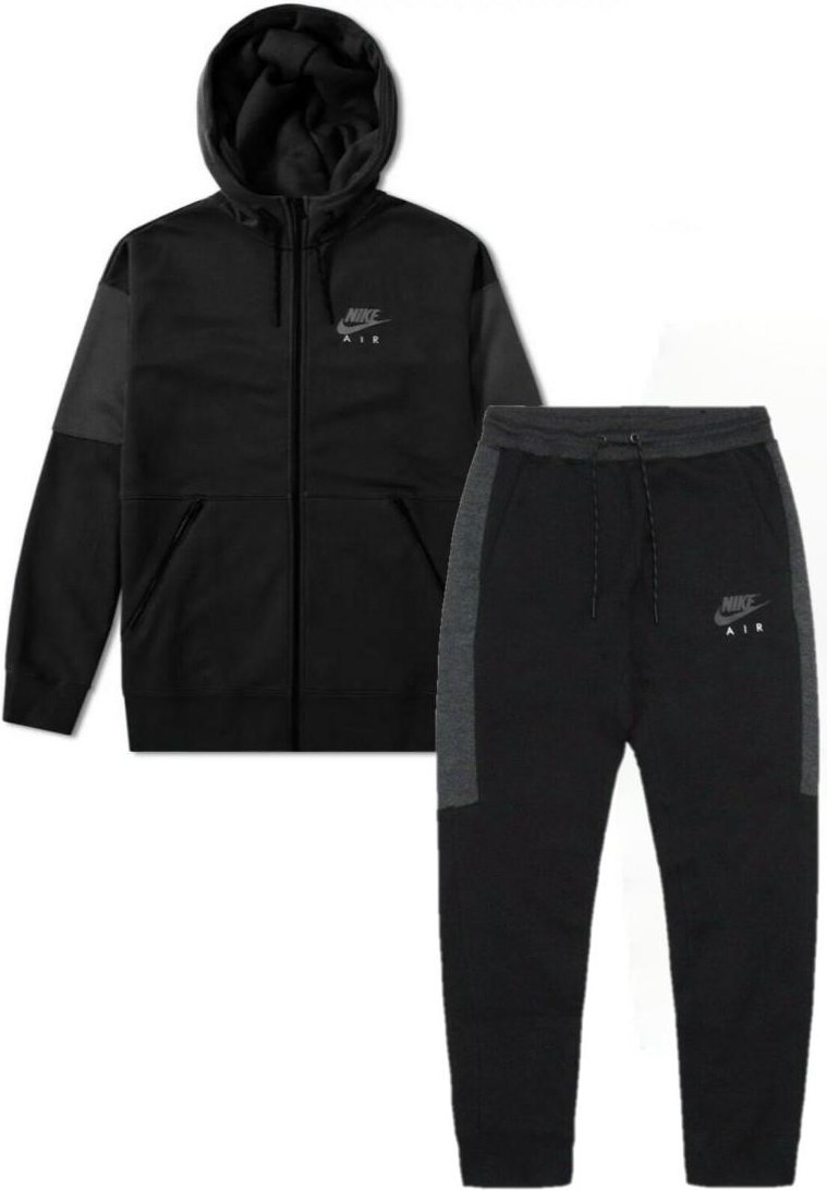 Nike Air Herren Fleece-Trainingsanzug Komplett-Set in Schwarz