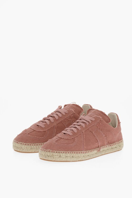 MM22 Canvas Low Top Sneakers mit Jute-Detail in Pink