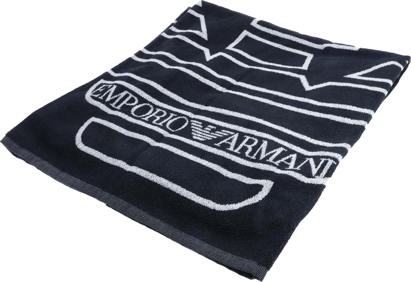 Emporio Armani - "Original" Handtuch, gewebter Stoff (Marine/Weiß)