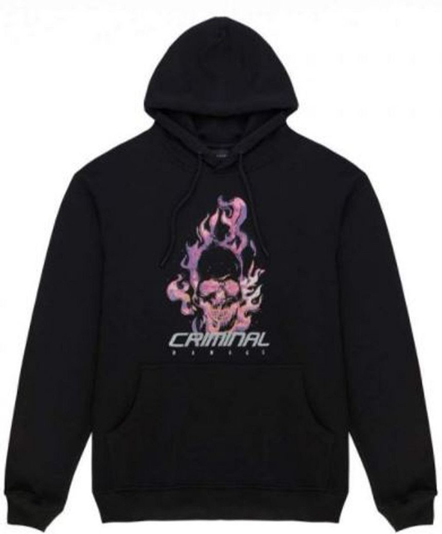 Thumbnail - Krimineller Schaden Flamin Schädel Männer schwarzer Kapuzenpullover