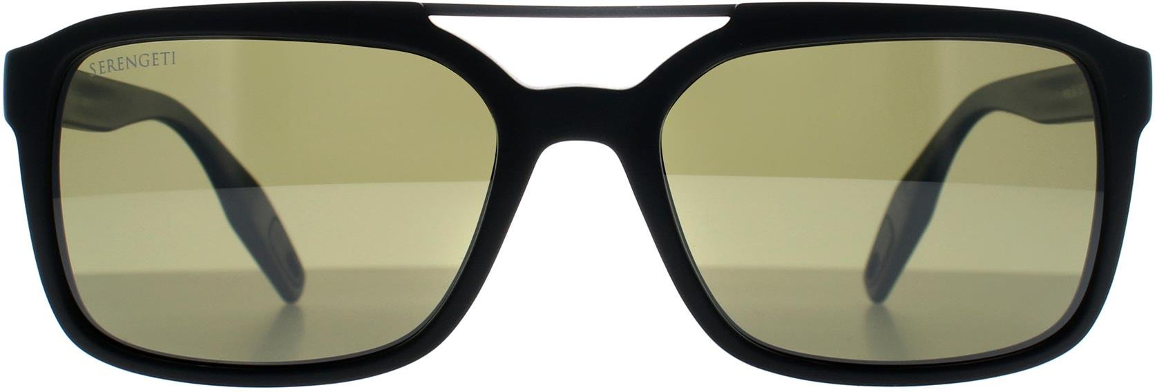 Serengeti Rectangle Herren Matt Schwarz Mineral Polarisiert 555nm Grün Photochromic Renzo
