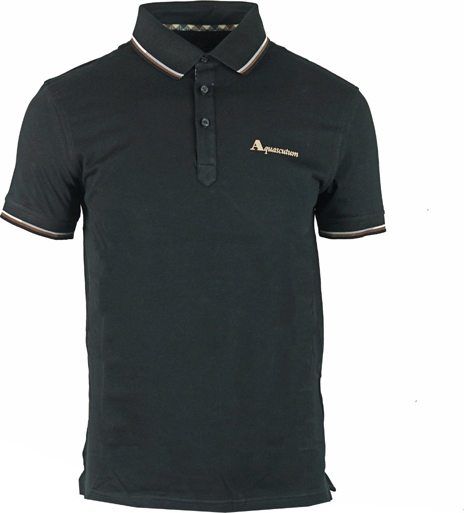 Aquascutum Markenlogo Schwarzes Poloshirt