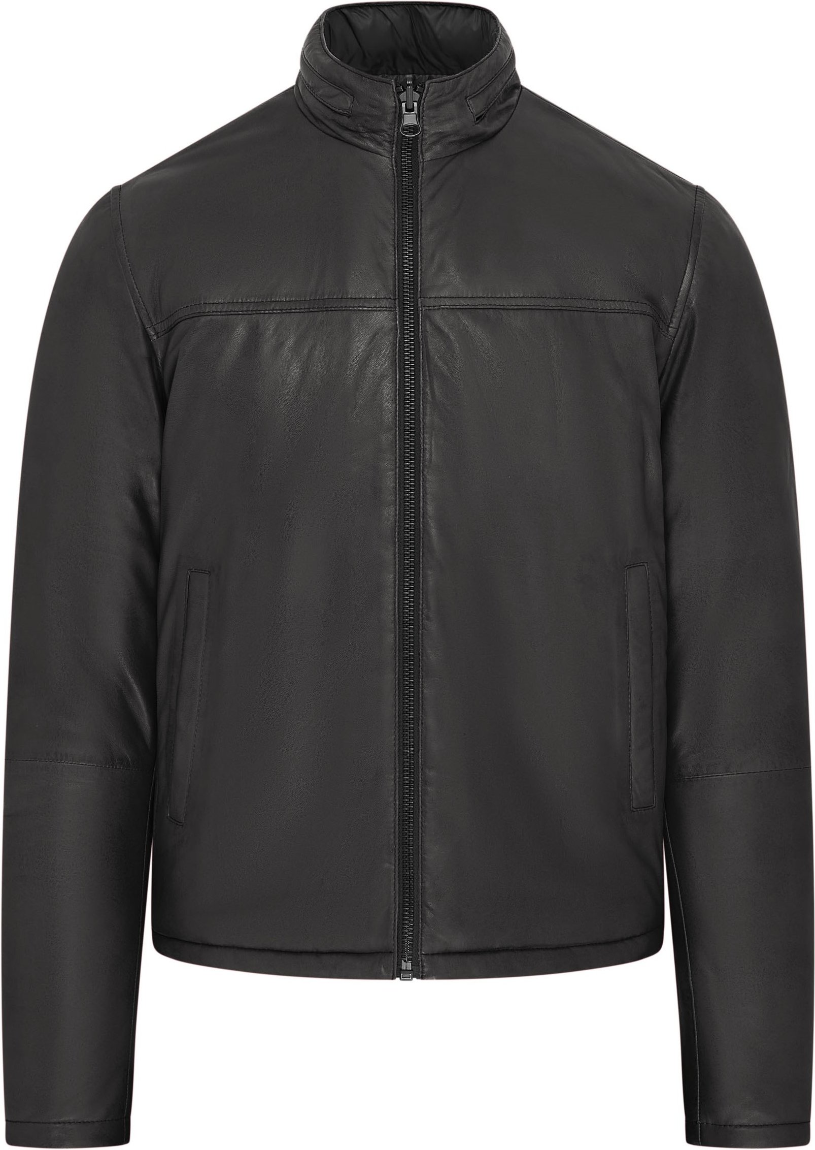 Schwarze Wende-Bomber-Lederjacke für Herren – Raufoss