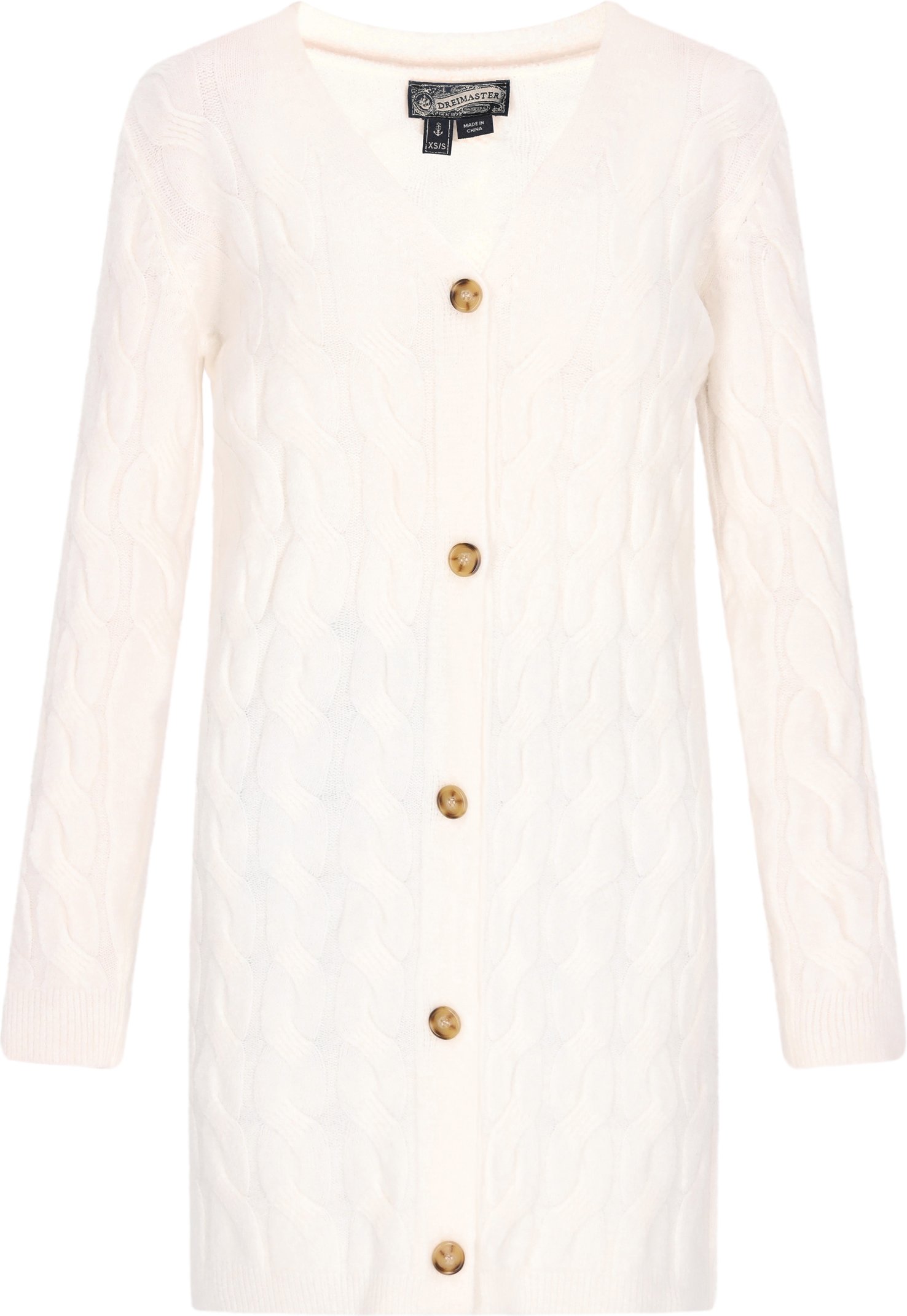 Dreimaster Cardigan Damen Wollweiss