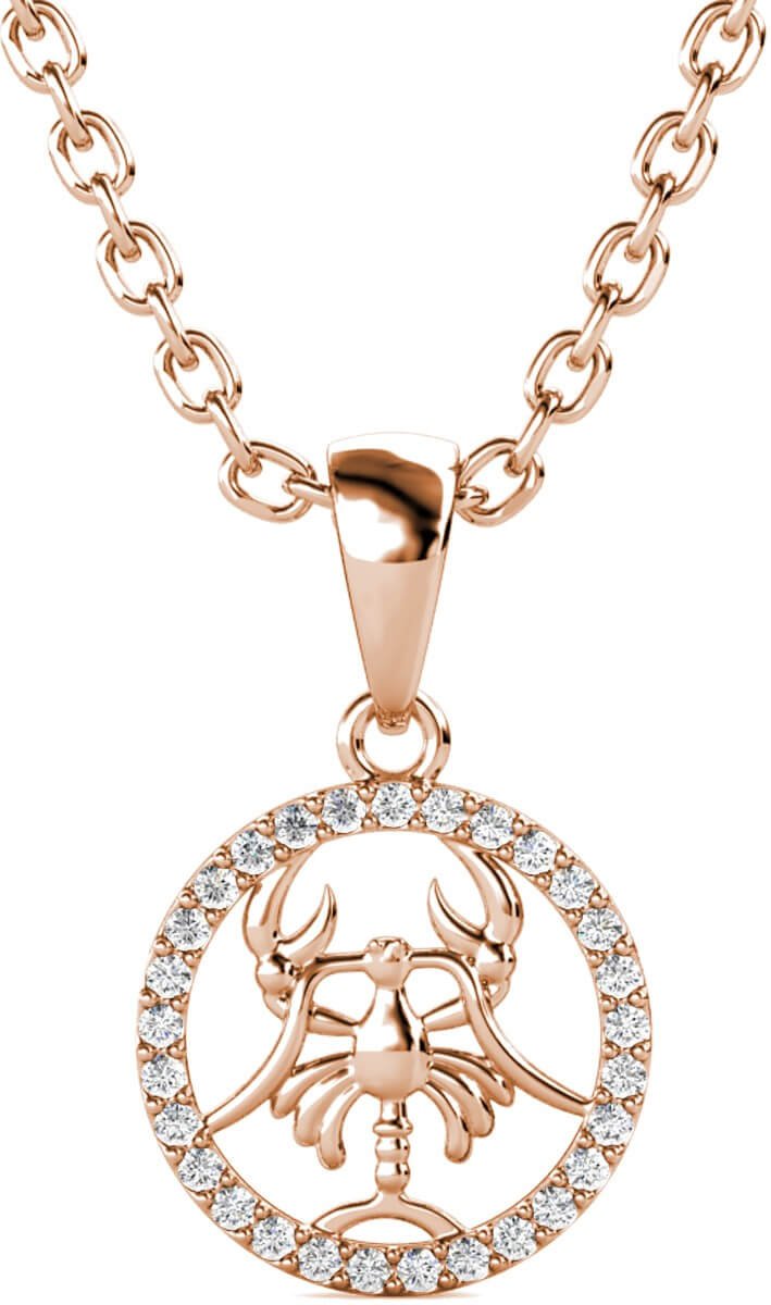Krebs Sternzeichen Anhänger - Roségold und Kristall