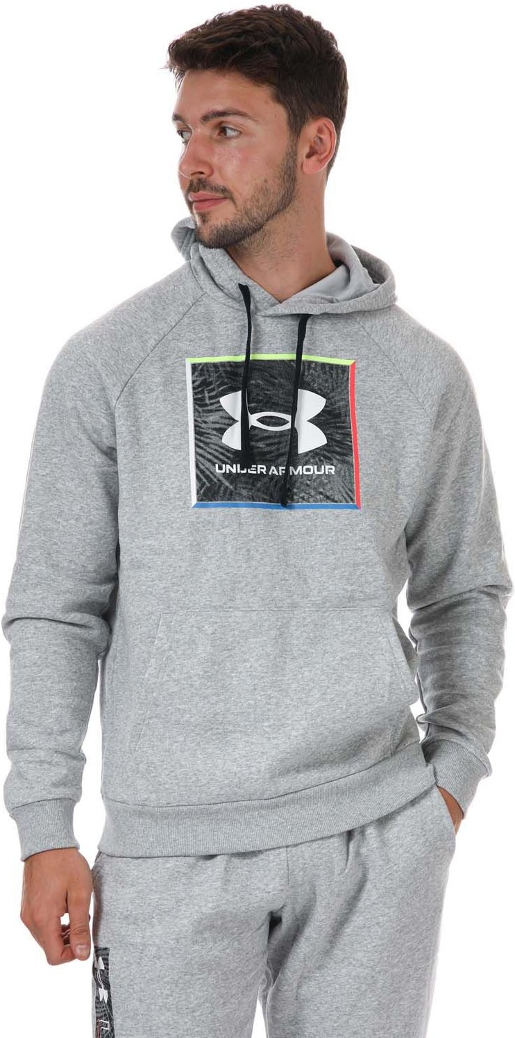 UA Rival Fleece Graphic Under Armour Kapuzenpullover für Männer in Grau