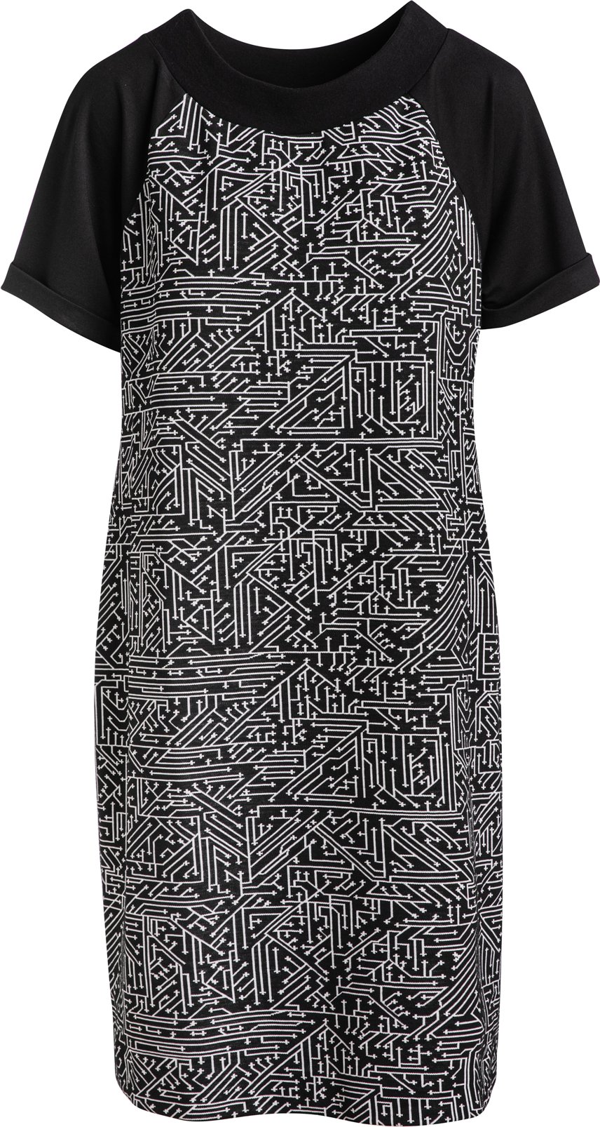 Thumbnail - Schwarz-weißes A-Linien-Kleid Conquista Fashion