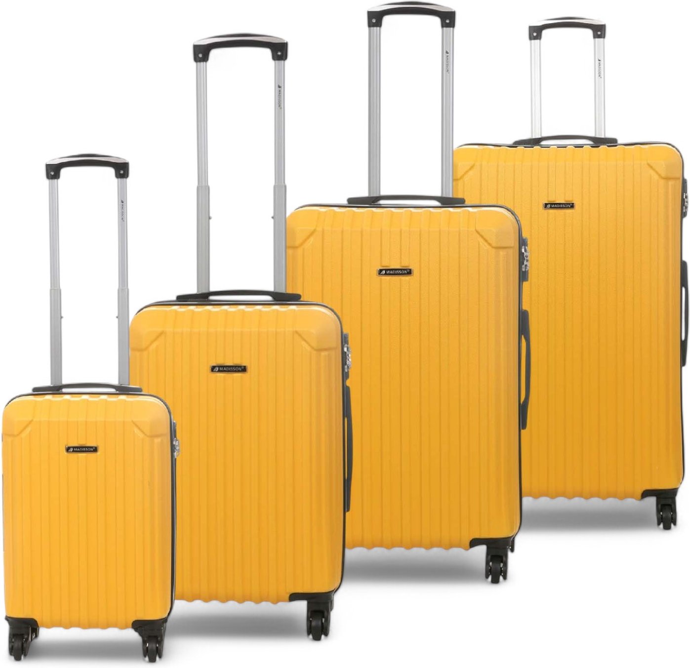 Hartschalen-Reisekoffer-Set aus gelbem ABS mit 8 Rädern