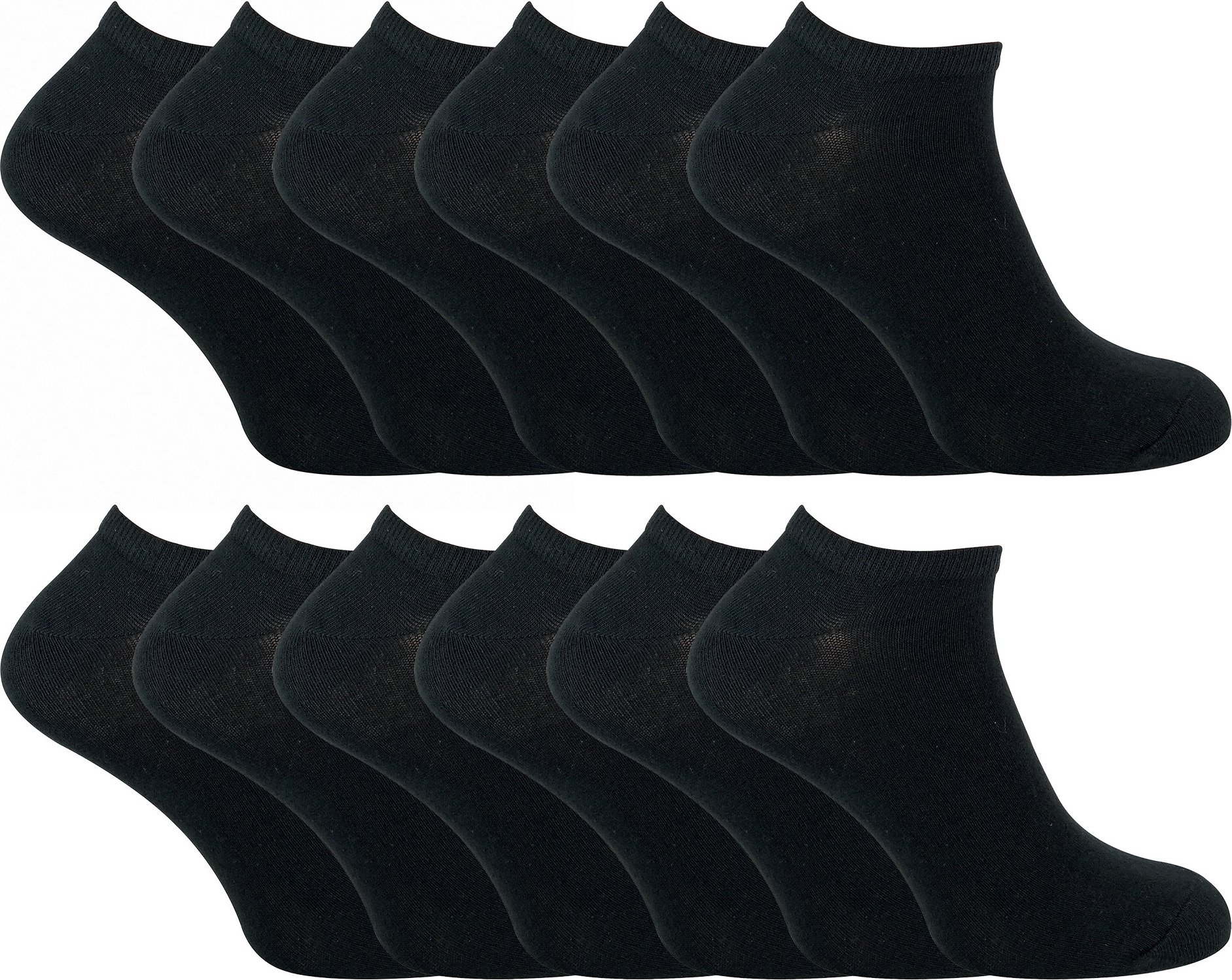 Thumbnail - Socken Snob - 12 Paar Multipack Herren Quarter Trainer Socken - Schwarz