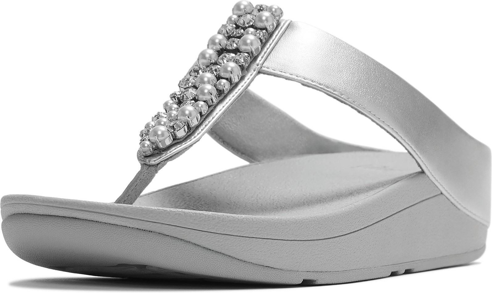 Fitflop Fino Toe-Post Polyurethan Damen Silber Sandalen