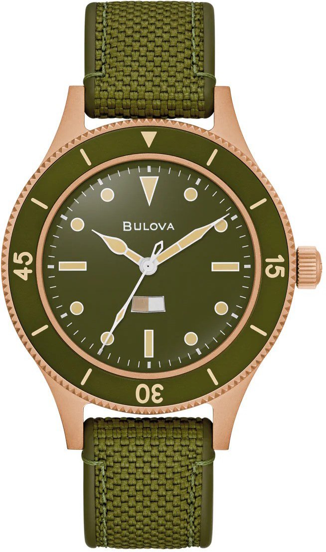 Bulova Archive Series Mil Ships 150th Anniversary Edition Grün Herren Armbanduhr 98A324