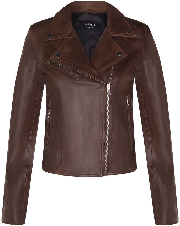 Klassische Damen-Brando-Bikerjacke aus Leder in Loughton