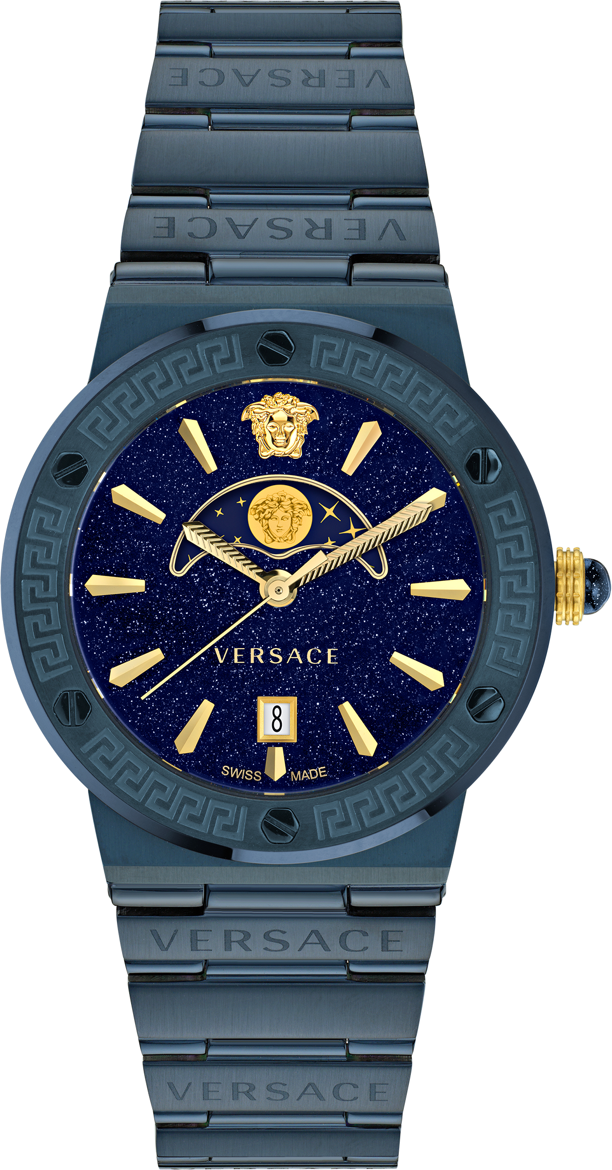 Versace Greca Logo Mondphasen Damen Uhr Blau VE7G00423