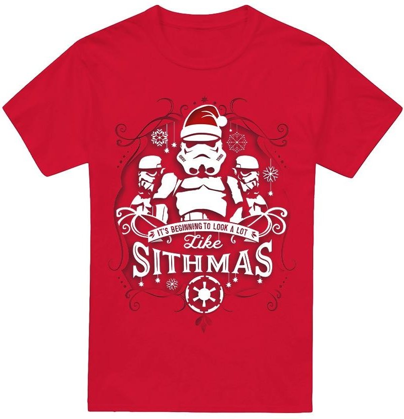 Star Wars - "Beginning To Look A Lot Like Sithmus" T-Shirt für Herren - weihnachtliches Design (Rot)