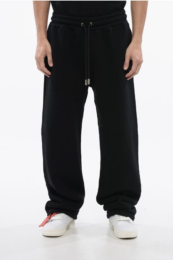 Jogginghose BANDANA aus gebürsteter Baumwolle mit Stickerei in Schwarz