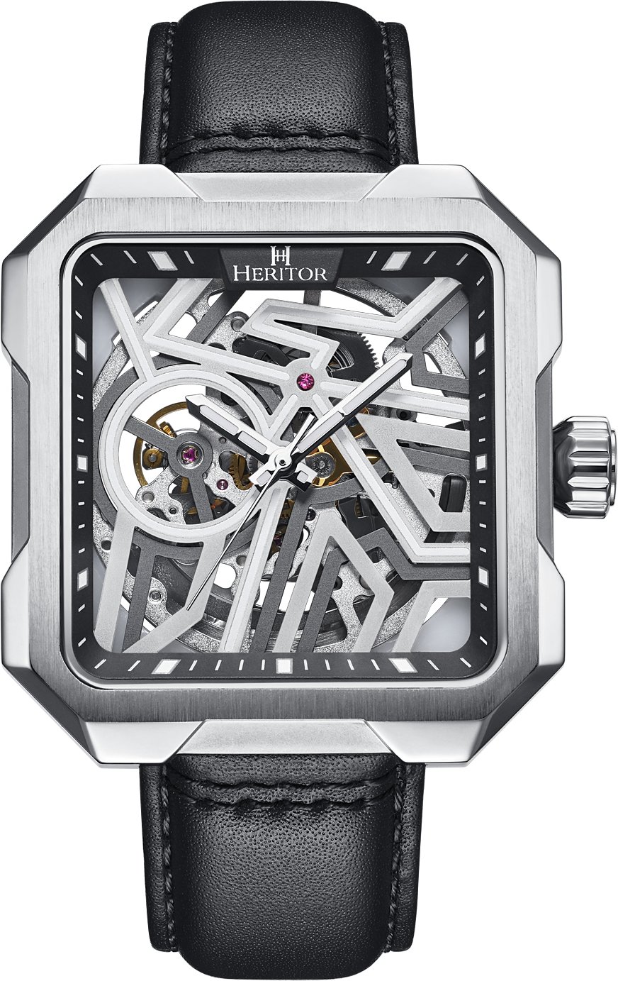 Montre squelette automatique Campbell avec bracelet en cuir Heritor