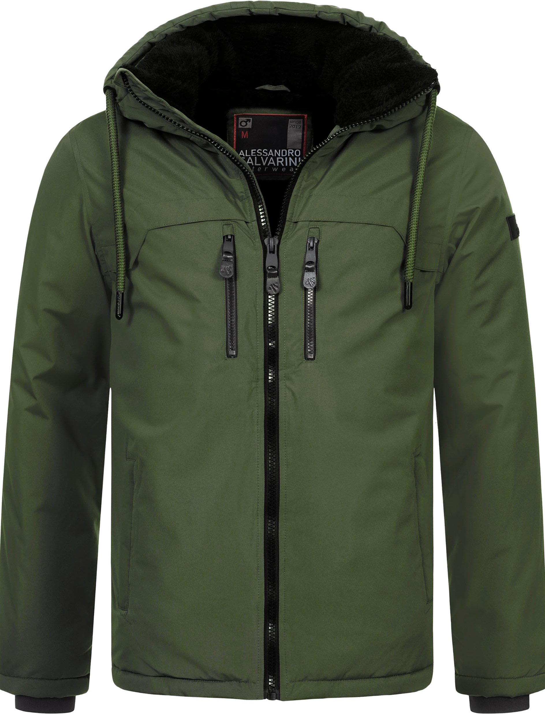 Alessandro Salvarini Herren Winterjacke AS-332 mit Teddyfell & Kapuze
