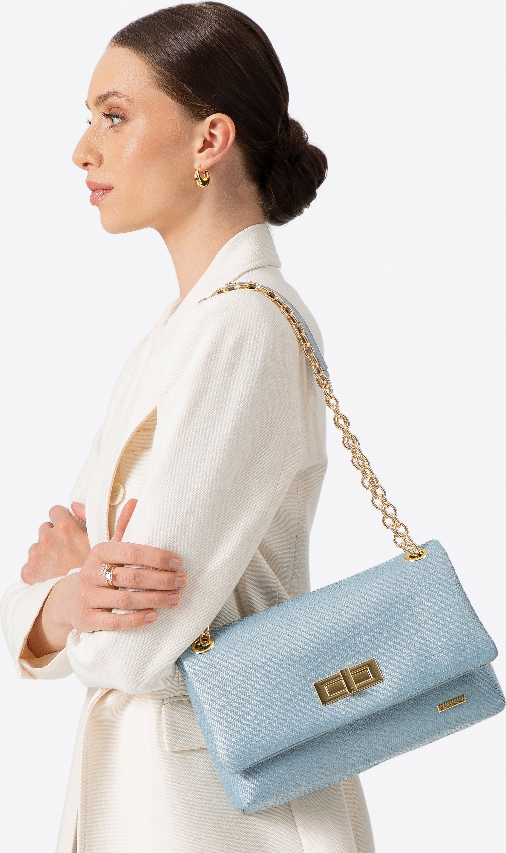 Wittchen Damen-Umhängetasche mit geflochtener Kette, blau, Polypropylen