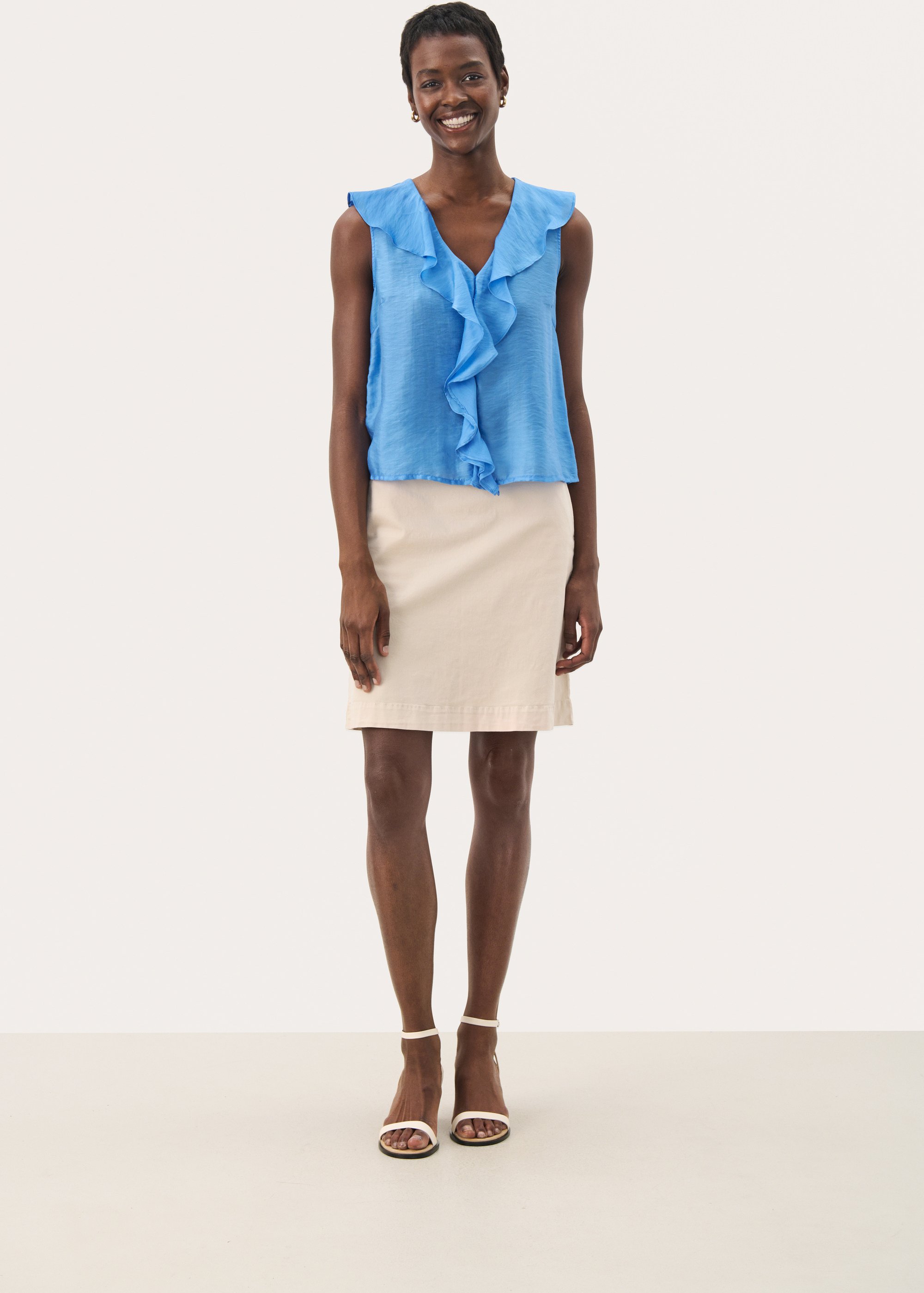 Ärmellose Bluse Gerade Passform Marina blue