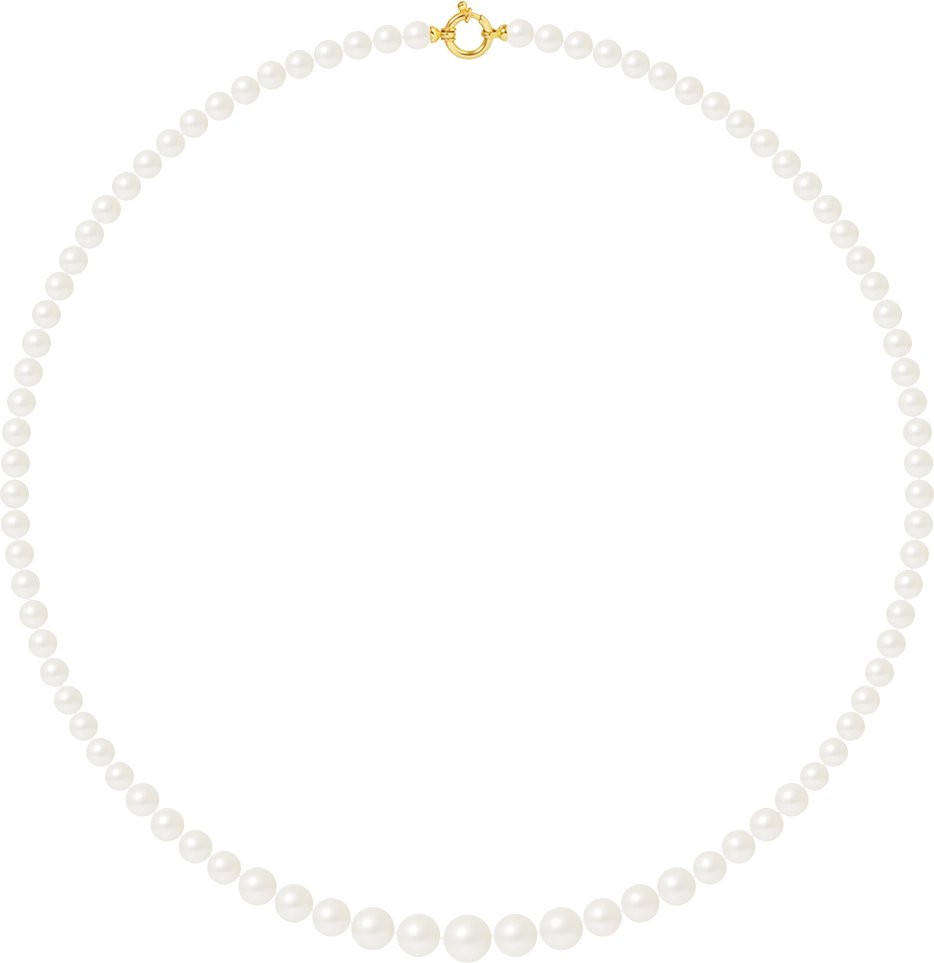 Collier Rang de Perles d'Eau Douce en Chute 10-6 mm PRINCESSE Fermoir Prestige Or Blanc 18 Carats