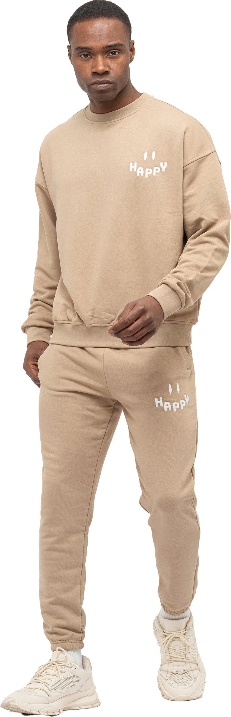 Tom Barron Herren-Trainingsanzug-Set Happy mit Stickerei in Oversize