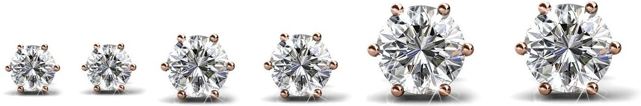 Solitär Ohrringe S, M, L - Roségold und Kristall