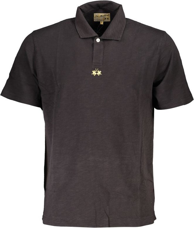 La Martina Schwarzes Baumwoll-Polohemd für Herren