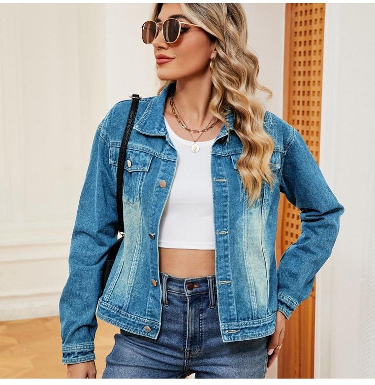 Damen gewaschenes Denim-Jackett