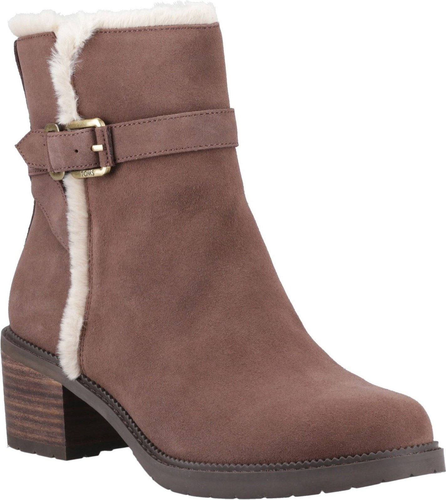 TOMS Hailey Schnallenleder Damen Stiefel in Eichenbraun mit Absatz
