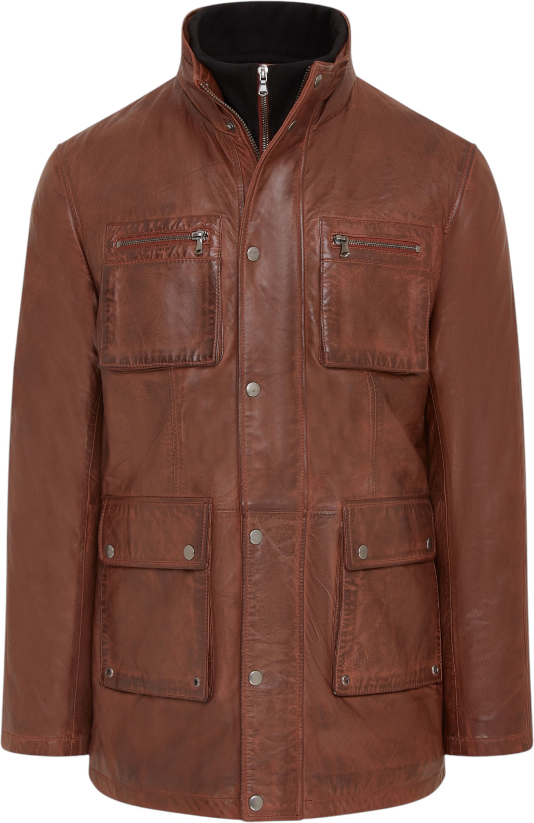 Herren Braune Leder Militärjacke Outwear Mantel - Field