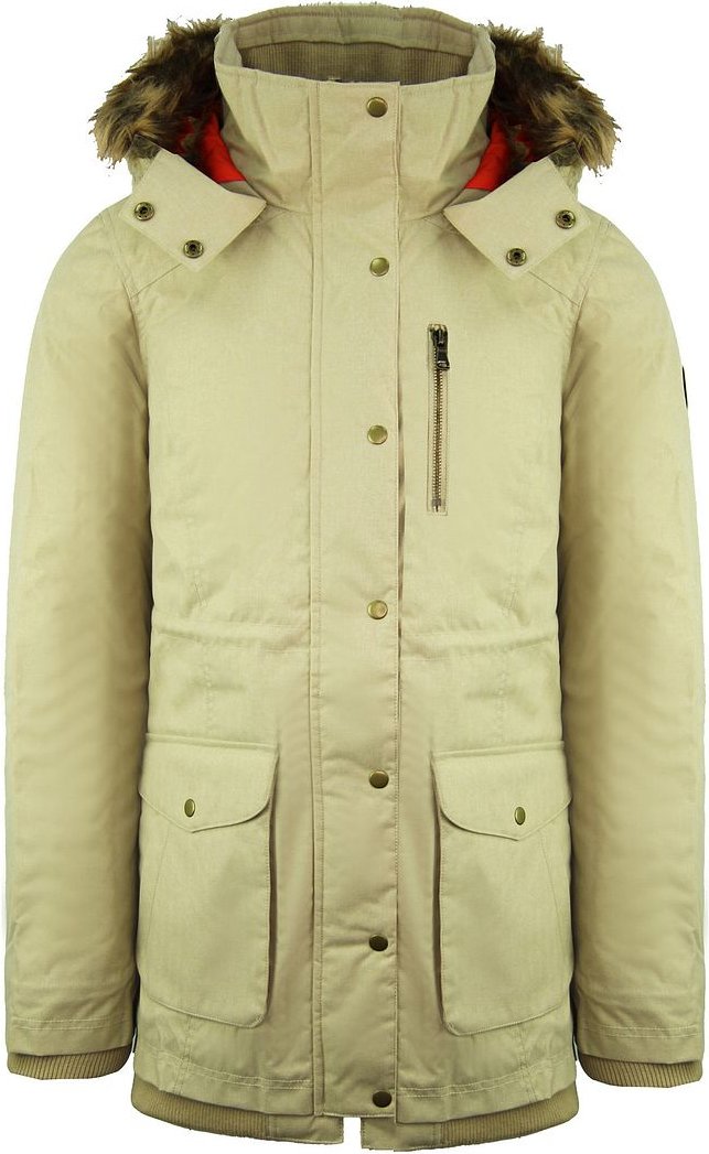 Vans von der Wand Langarm Reißverschluss auf Kapuze Beige Damen Parka Jacke VX1TE62