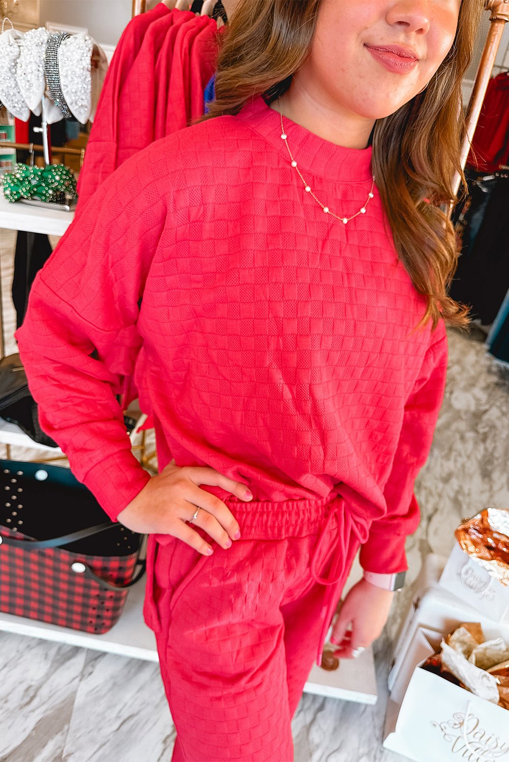 Gestepptes Strick-Loungewear-Set