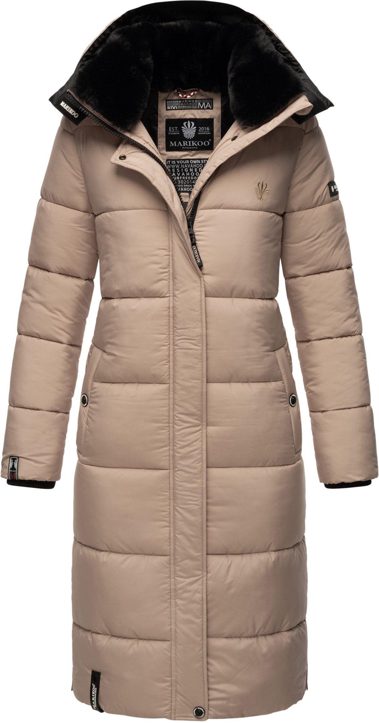 Thumbnail - Marikoo Damen Winterjacke – Lange Steppjacke mit abnehmbarer Kapuze