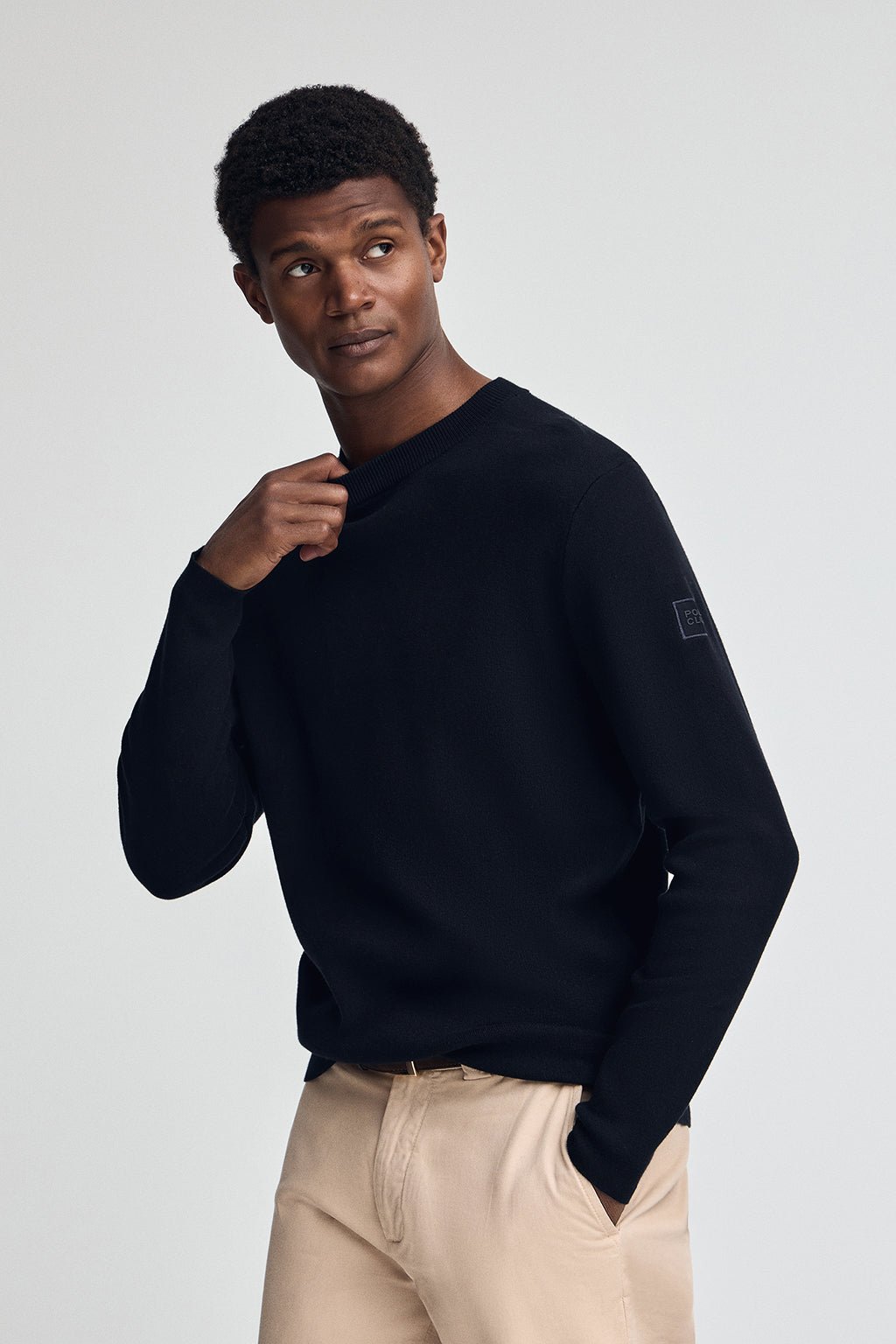 Strickpullover marineblau aus Baumwolle mit Polo Club-Patch