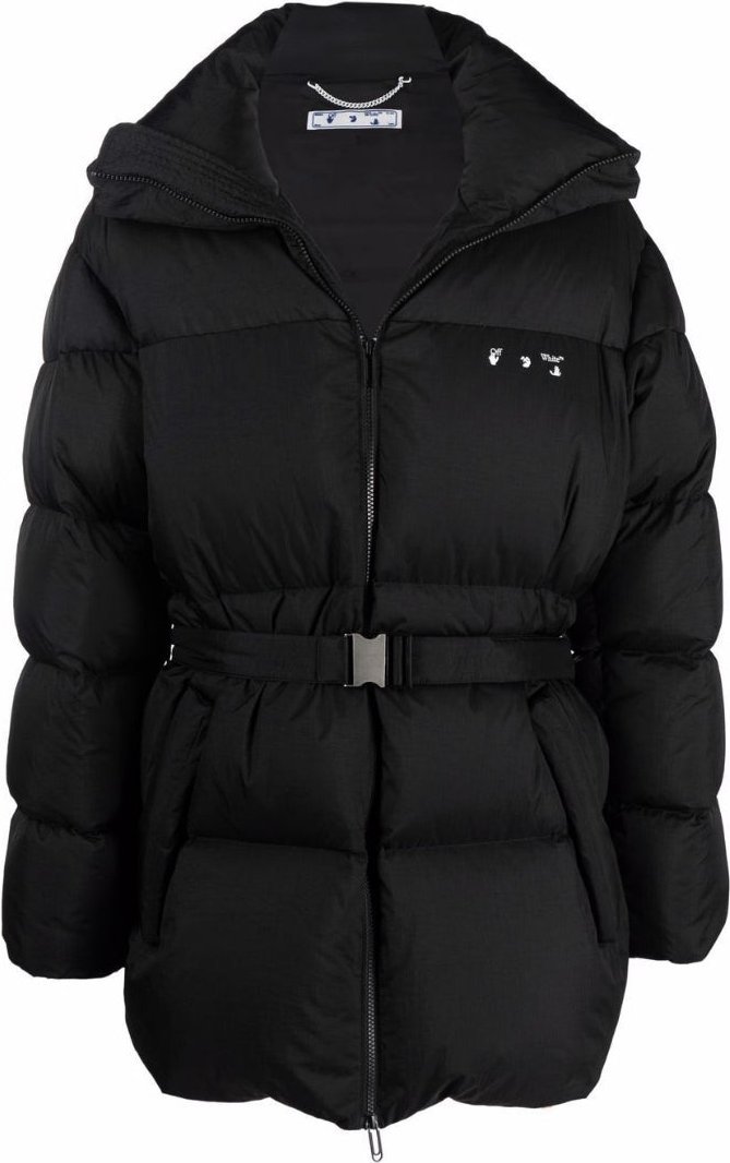 Off-White Tuc Detail Puffer Daunenjacke in Schwarz
